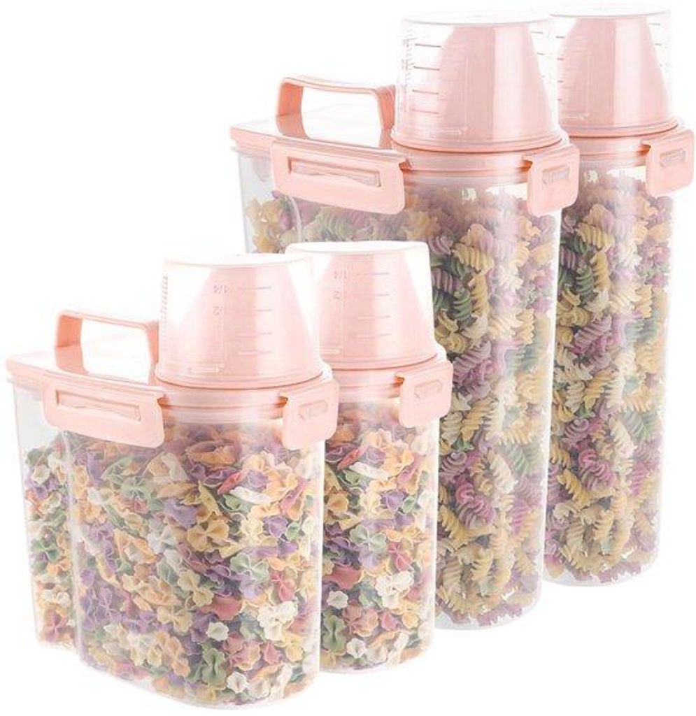 Set mit 4 Frühstücksgranenbehältern (3L, 1,7L) mit Maßbecher, Tierfutteraufbewahrung, luftdichter Aufbewahrungsbehälter für Frühstücksgrane...