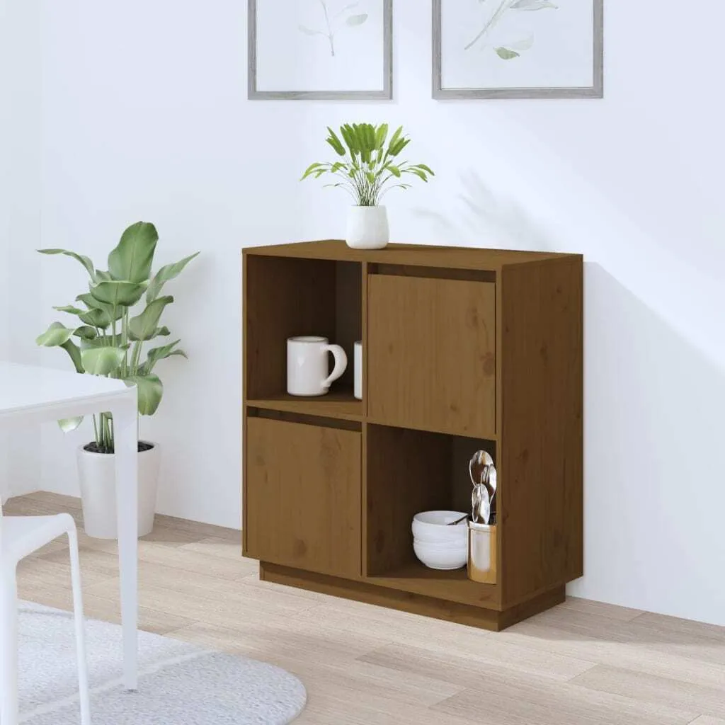 vidaXL Credenza marrone miele 74x35x80 cm in legno di pino massiccio - Credenze - 2