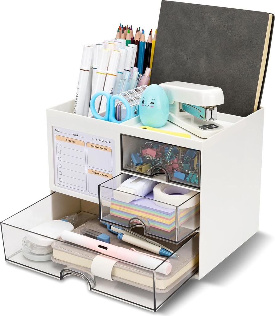STILVORA Ordnungsboxen, Transparente Aufbewahrungsbox für Schreibtisch – Stapelbar, Organizer für Stifte, Handbücher, Bürobedarf, Schubladen-...