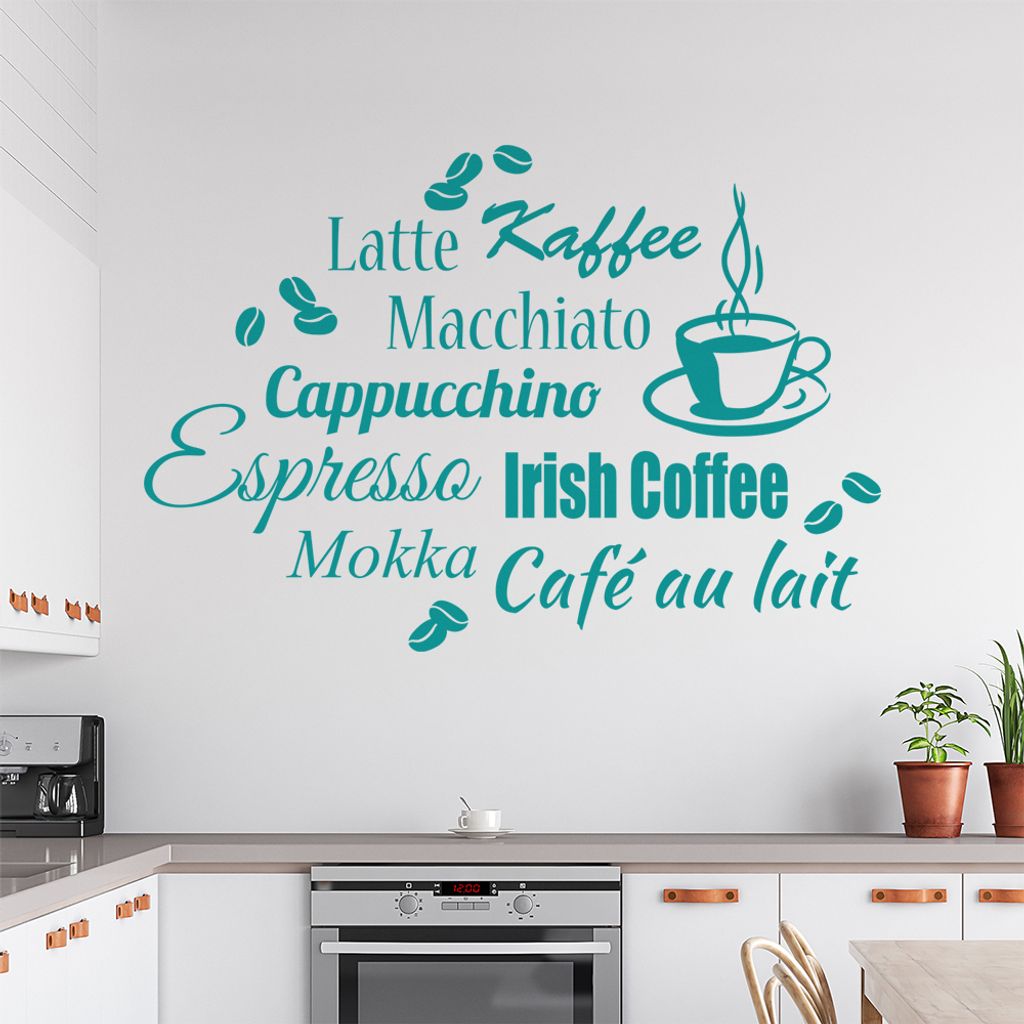 Wandtattoo Kaffee Nr. 3 Wandtattoo in 6 Größen - Wandaufkleber Wall Sticker - Dekoration, Küche, Wohnzimmer, Schlafzimmer, Badezimmer