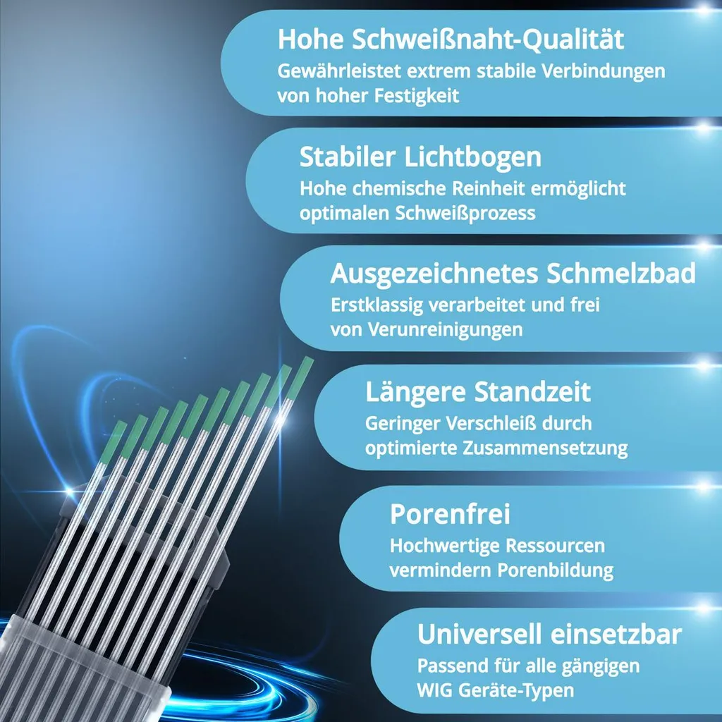 Électrodes de soudage pour Aluminium WP Vert 2,4 mm - Kit de 10 pièces - 3