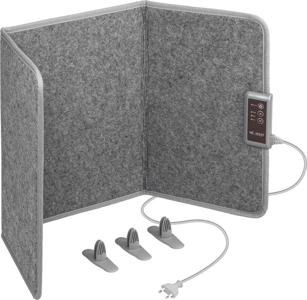 A gray foldable infrared heating panel is shown on a white background.