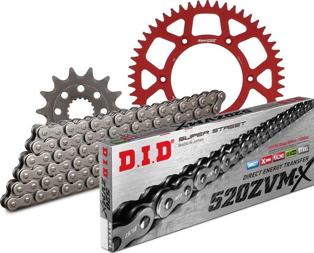 DID Kit Alu (rot) Kompatibel mit Honda CR250 R 90-91 14-53-116 DID520ZVM-X Niet