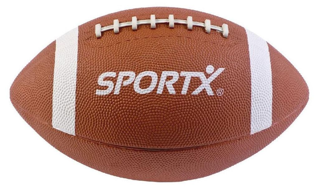Ballon de rugby SportX en caoutchouc marron et blanc, 390 Image du produit 