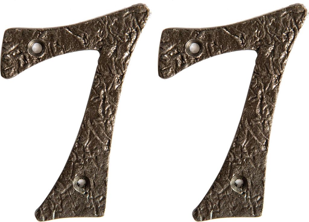 2x rustikal Eisenwerte - Nummer 7 Gusseisen Antike Haustürschild 90mm roh