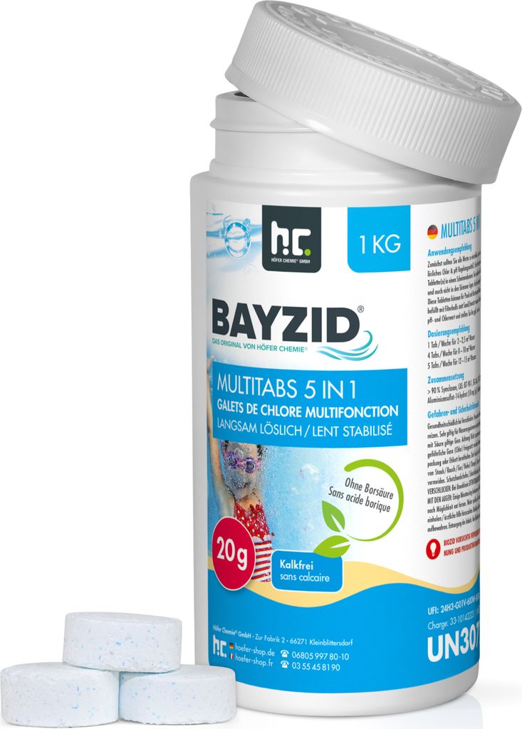 1x1 kg BAYZID® Multitabs 20g 5in1 zur Dauerchlorung und Produktbild 
