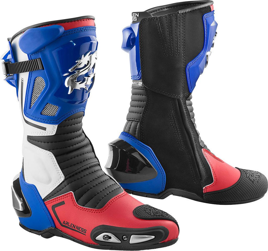 Arlen Ness Sugello Motorradstiefel, blau/weiß/rot, 48