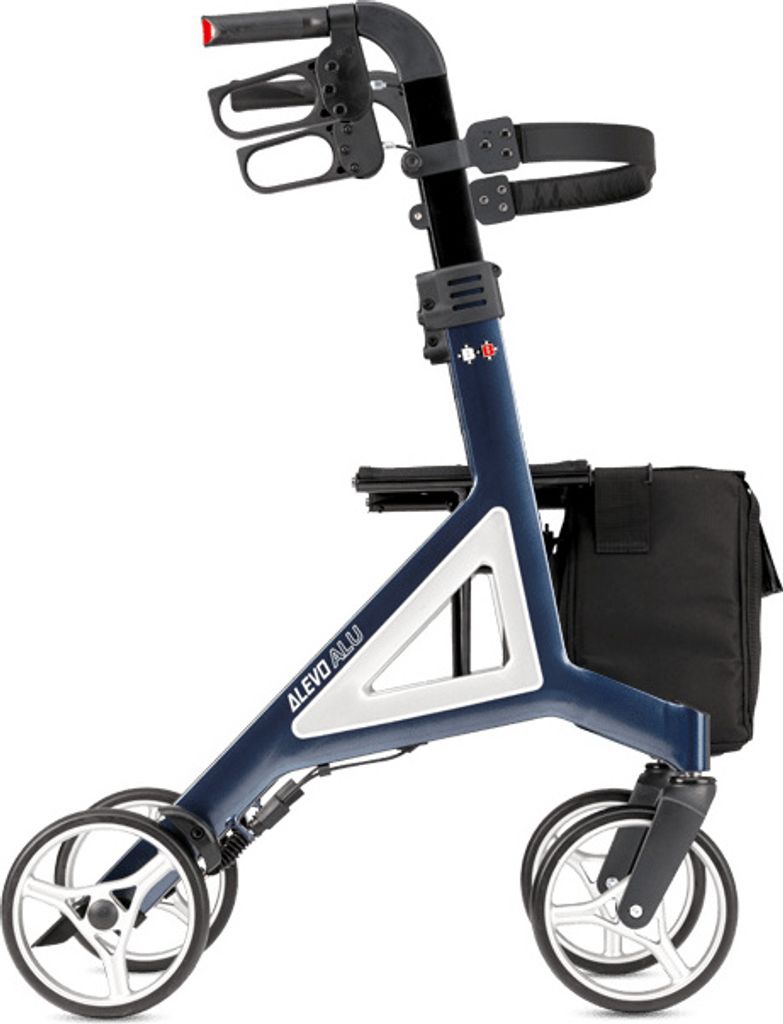 Bischoff & Bischoff Alevo Alu Rollator, faltbar, Leichtgewicht-Rollator für drinnen und draußen, Gehwagen mit stabilem Sitz und abnehmbarer Tasche