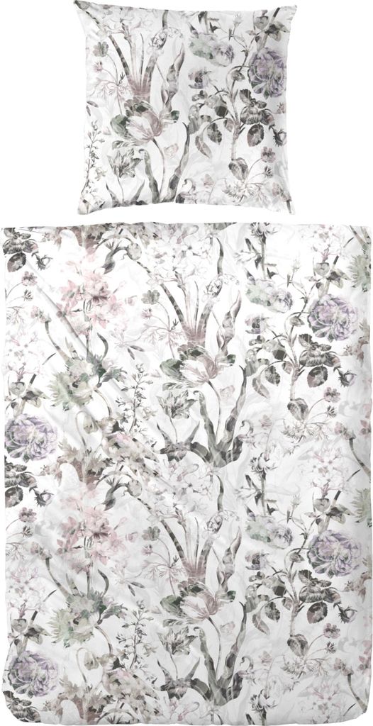 Primera Mako-Satin Bettwäsche 155x220 Blumenmeer flieder beige 243221-88