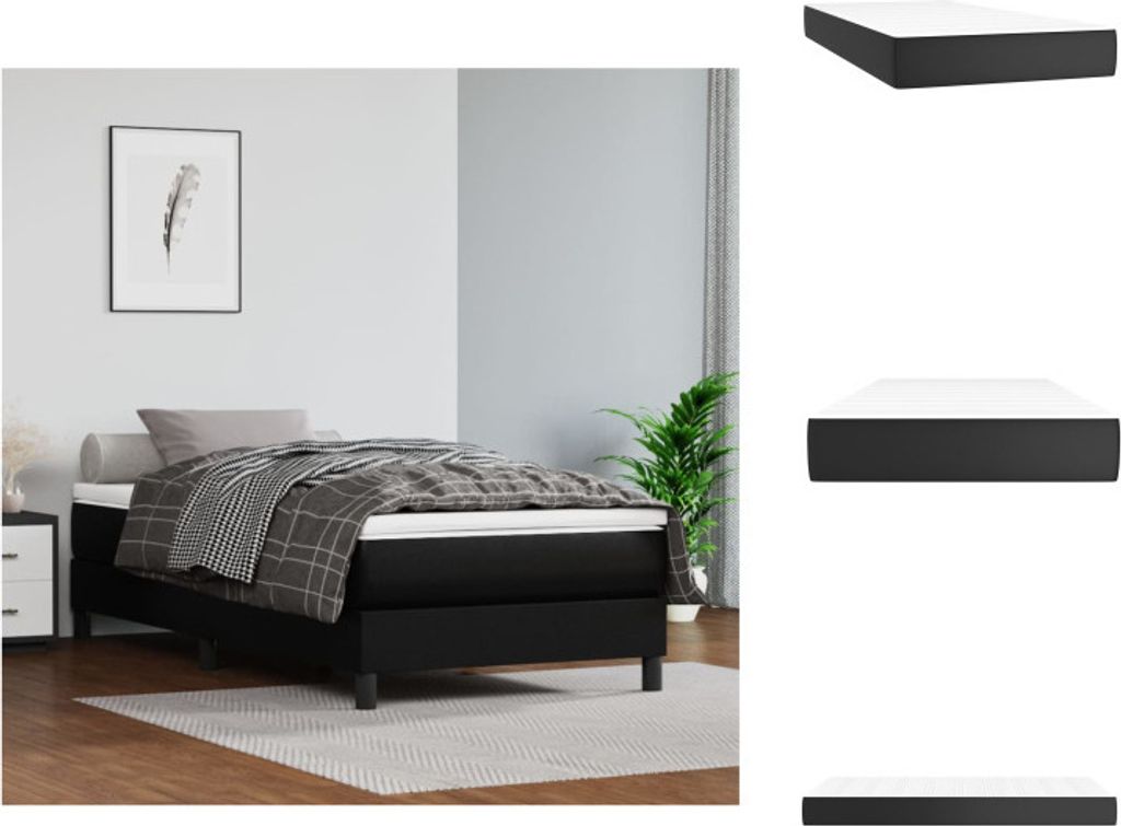 vidaXL Taschenfederkernmatratze Schwarz 90x190x20 cm Kunstleder - Matratzen