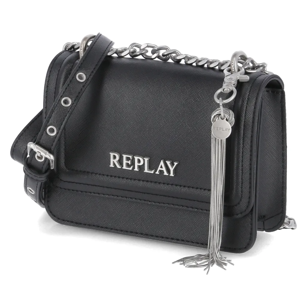 Replay Crossbody Bag Black/Gold - Borsa Donna Compatta e Funzionale - 11