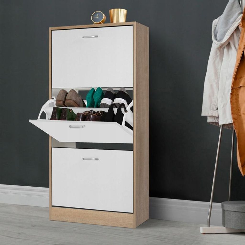 Schuhschrank, 3-Fächer-Regal, SCHUHE, geräumige Kommode für