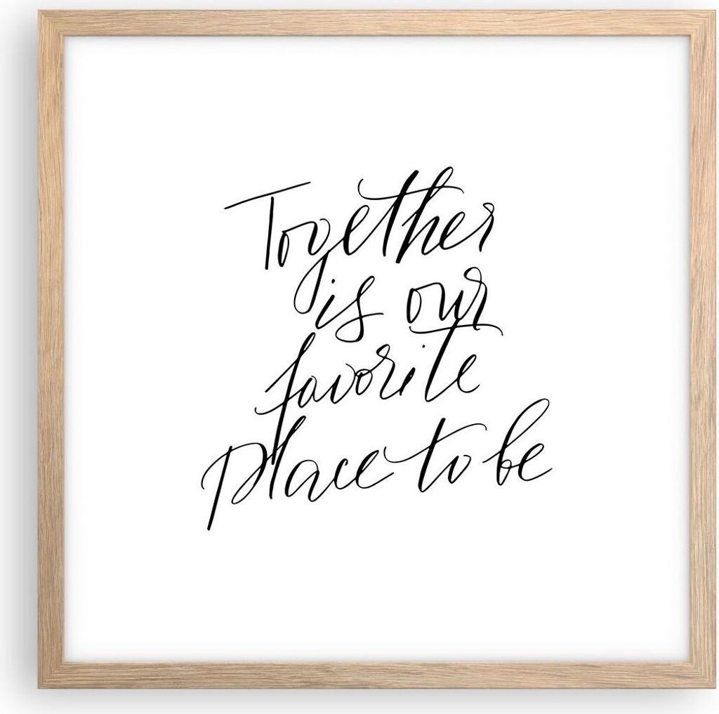 Gerahmtes Poster - Rahmen in heller Eiche - Gemeinsam unser Ort - 40x40 cm - Wand Bild - Wanddeko - Wandbilder - Kunstposter - Wandposter - Bilderr...