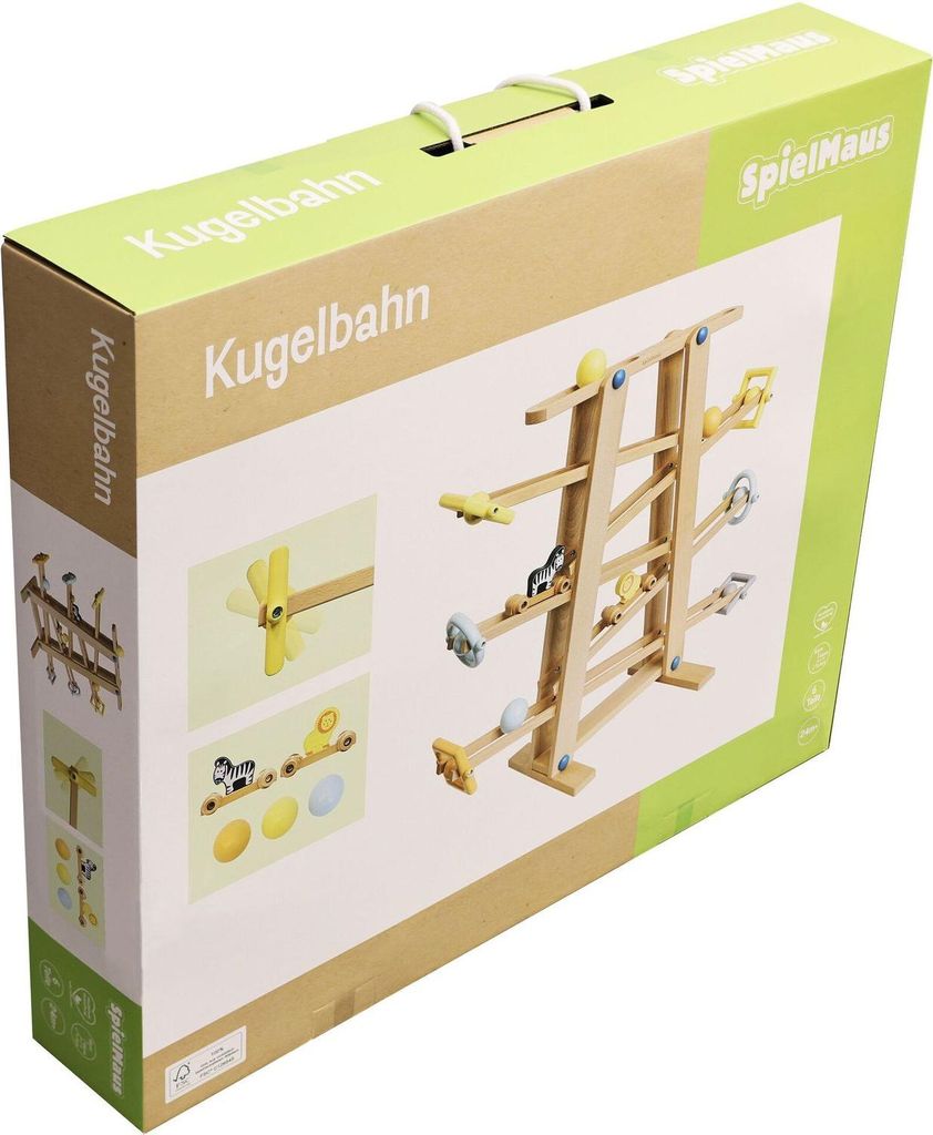 Holz Kugelbahn Spielzeug mit Rollelementen für Kinder Produktbild 