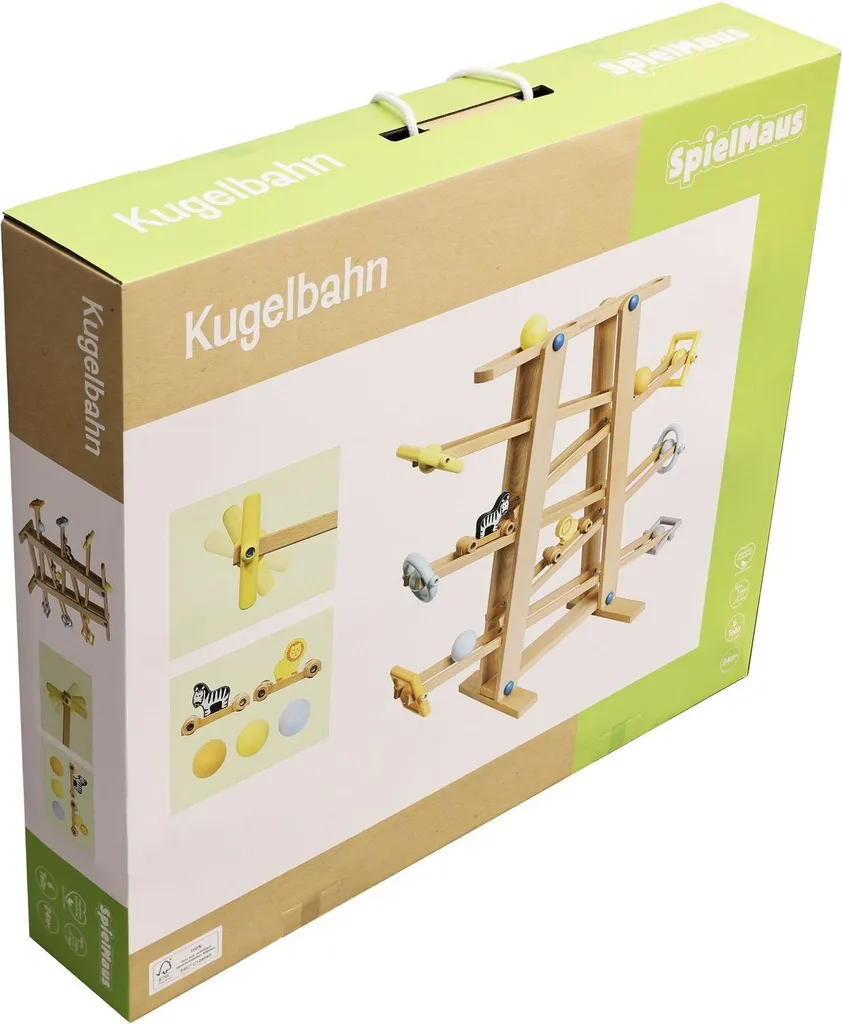 Circuit à billes en bois SpielMaus avec divers éléments de roulement