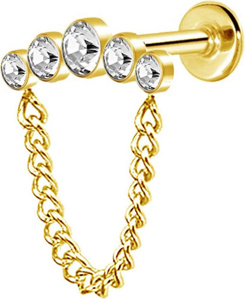 viva-adorno Helix Tragus Ohr Cartilage Knorpel Piercing Stecker Bogen Kristall Zirkonia Opal Kette Kettchen Ohrstecker Z594, Zirkonia