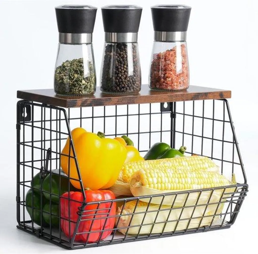 Étagère de rangement en métal noir Modèle K-20 pour cuisine et salon