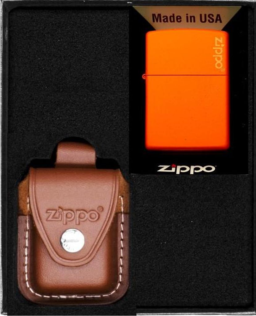 ZIPPO Feuerzeug ORANGE MATTE LOGO Geschenkset Nr. 2