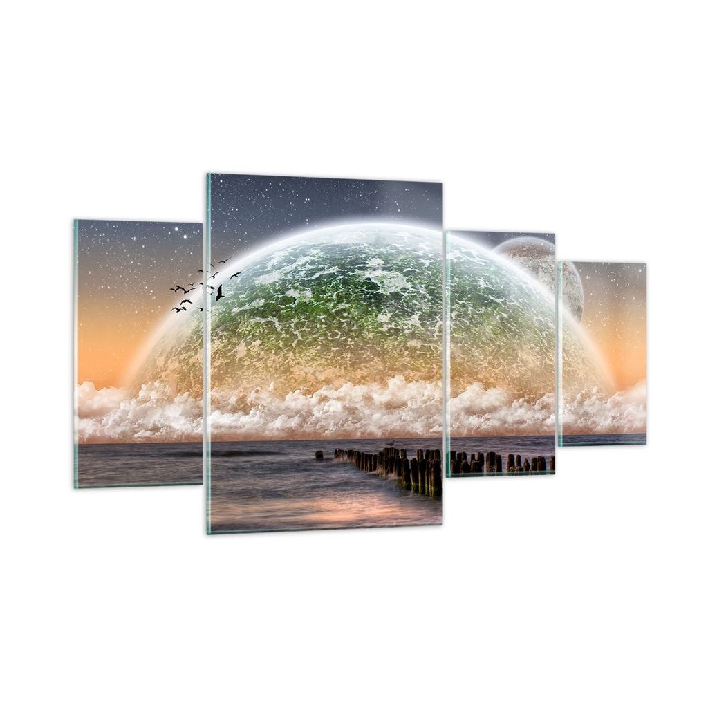 Bilder auf glas - Abstraktion Planet Erde Globus - 160x90cm - Glasbilder - Wandbilder - Kunstdruck - zum Aufhängen bereit - Wanddekoration aus Gla...