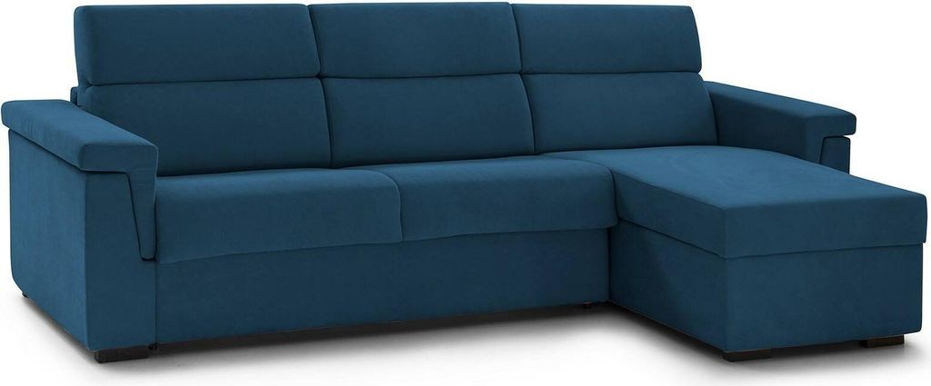 Ganzaria - Schlafsofa mit Ottomane, 285x160 cm blau, Abziehbar Italy