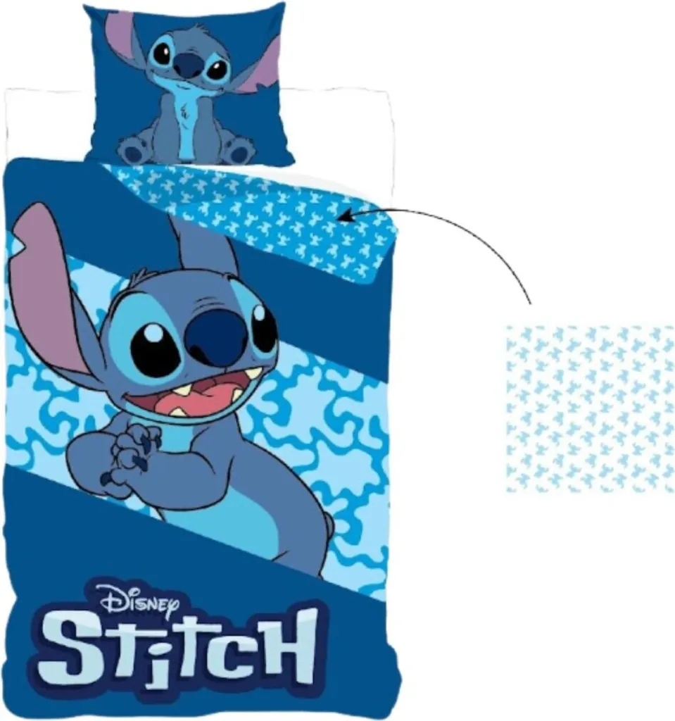 Set Letto Stitch 140x200 cm Happy | Copripiumino Disney in Cotone