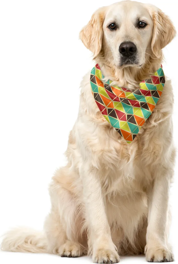 ABAKUHAUS Bandana retrò per animali domestici, Astratto: mosaico a triangoli, 55x55 cm, Multicolore