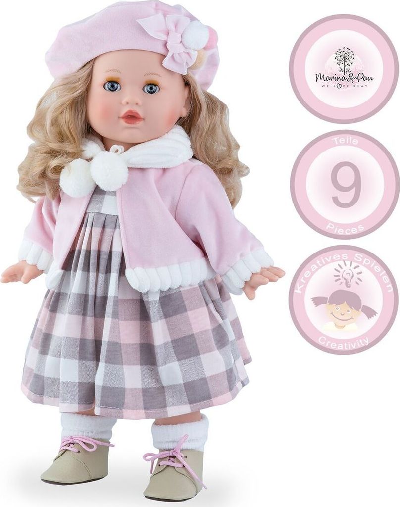 Puppe Annabell Mädchen 42 cm mit langen Haaren Schlafaugen Puppenkleid Spielzeug Geschenk
