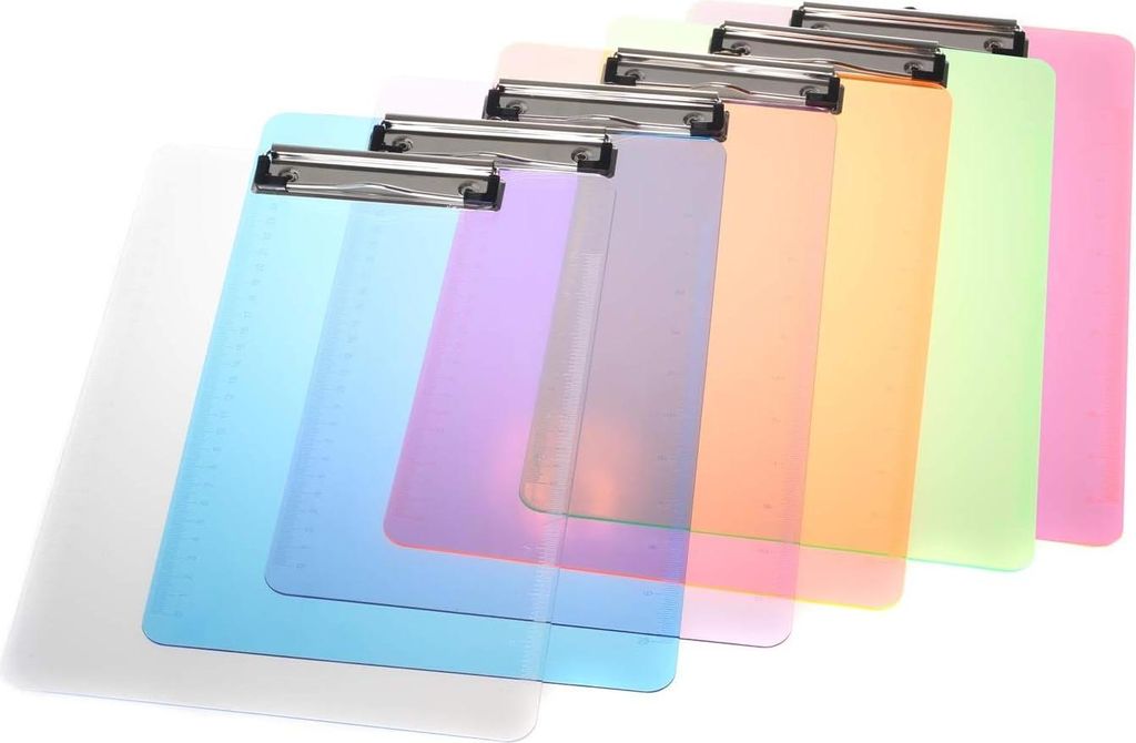 Transparente Klemmbrett mit Metallklemme - 6x - langlebiger Kunststoff