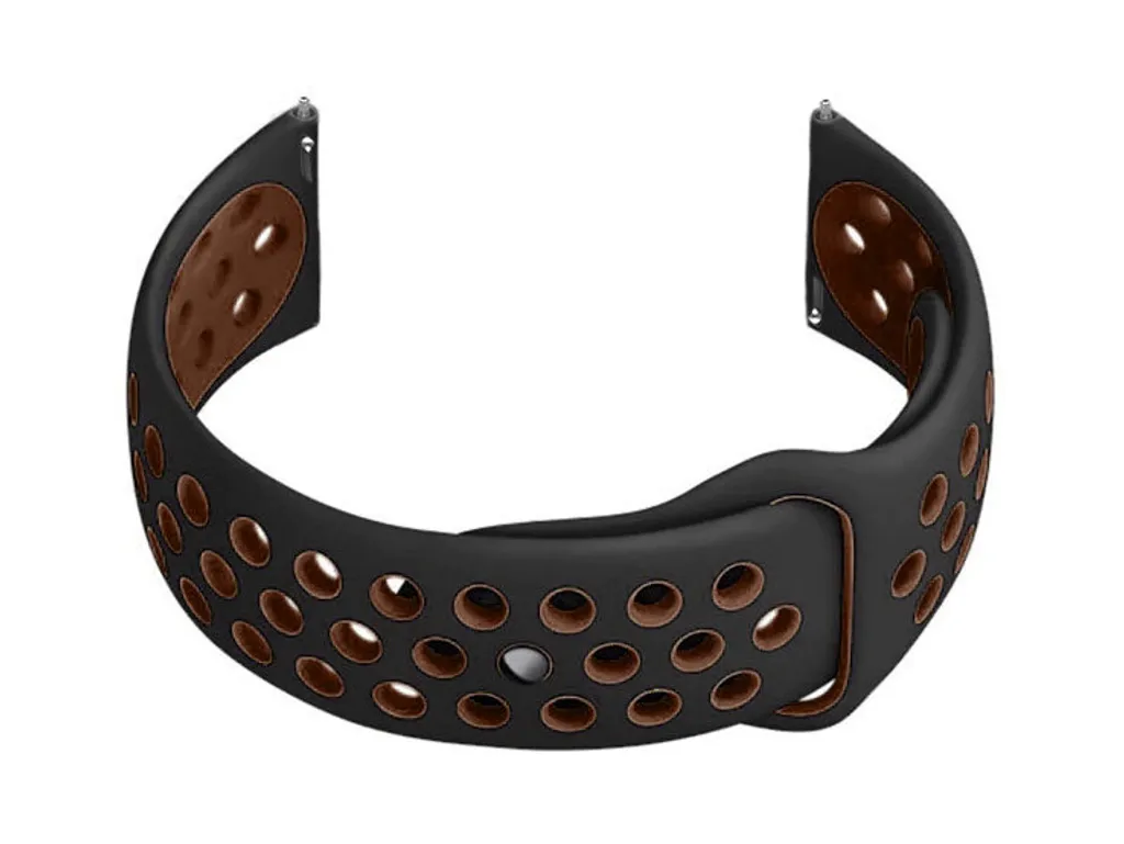 Cinturino in gomma per smartwatch U11 - nero/marrone - 20 mm