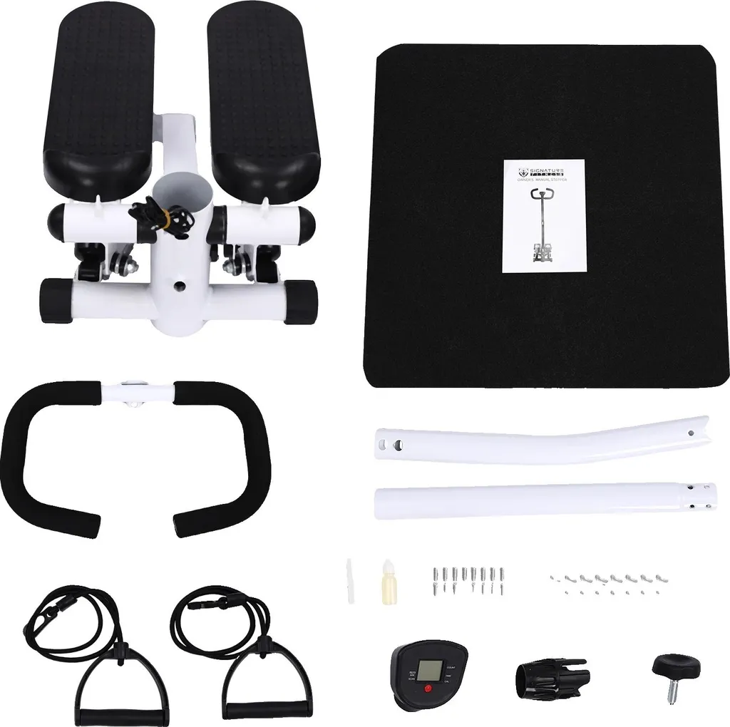 Stepper réglable en hauteur avec bandes de résistance fitness noir