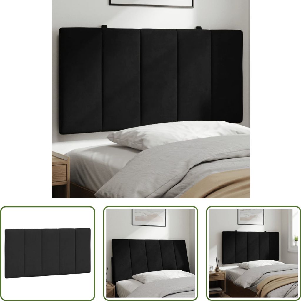 The Living Store Kopfteil-Kissen Schwarz 100 cm Samt