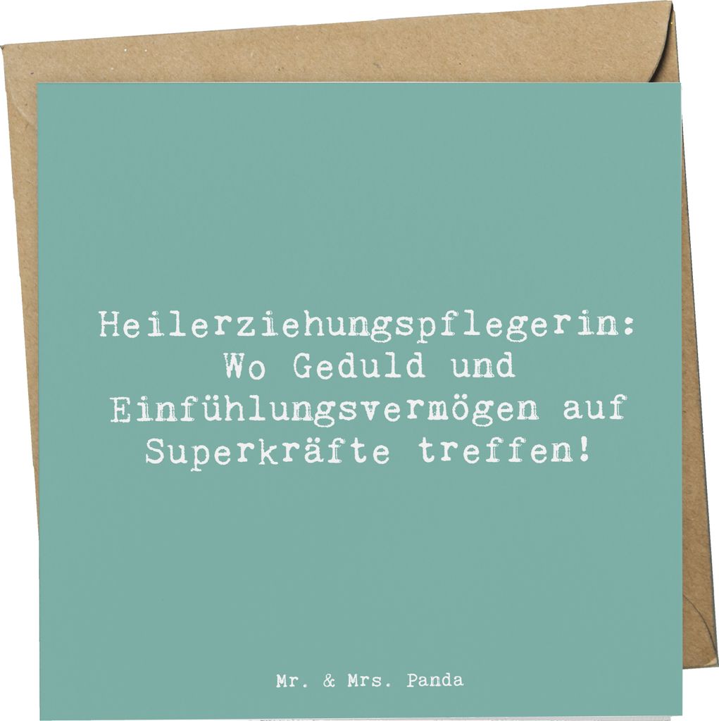 Mr. & Mrs. Panda Grußkarte Spruch Heilerziehungspflegerin Superkräfte - Meeresbrise - Geschenk, Geschenke mit Herz, inspirierender, Empowerment, ...