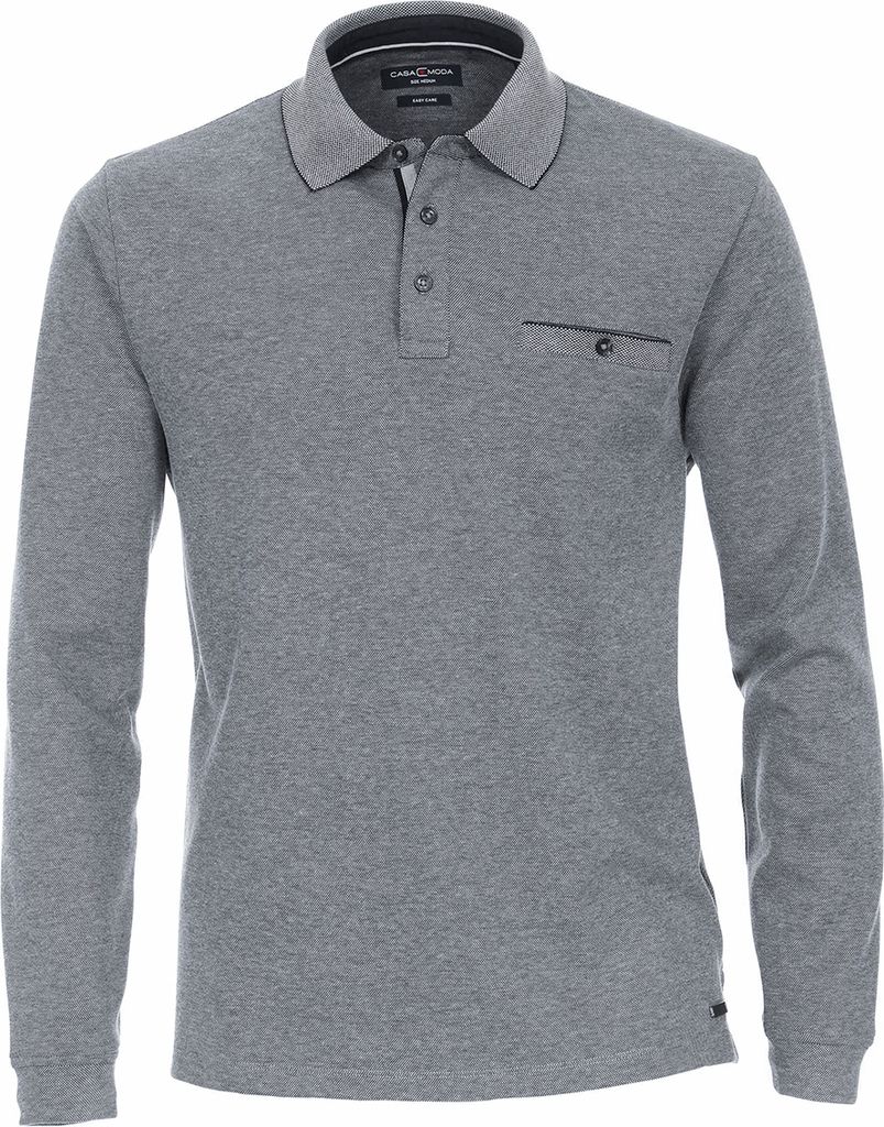 CasaModa Langarm-Polo Übergröße silber-navy melange Produktbild 