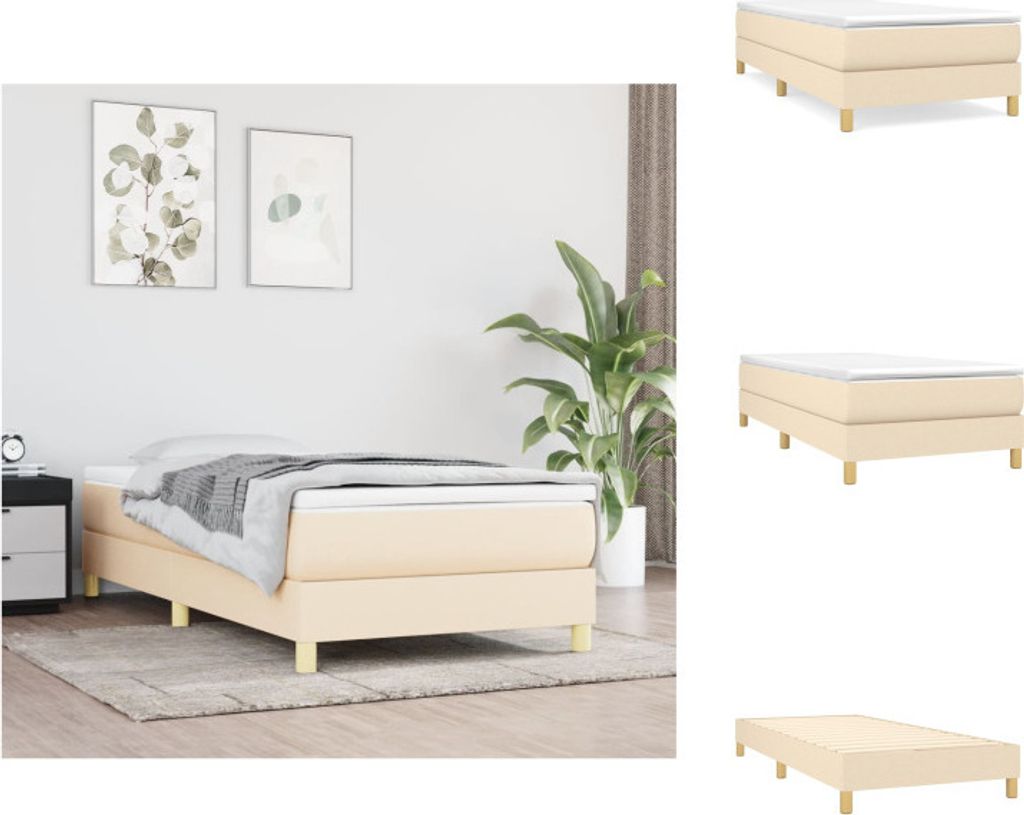 vidaXL Boxspringbett mit Matratze Creme 100x200 cm Stoff -  Produktbild 