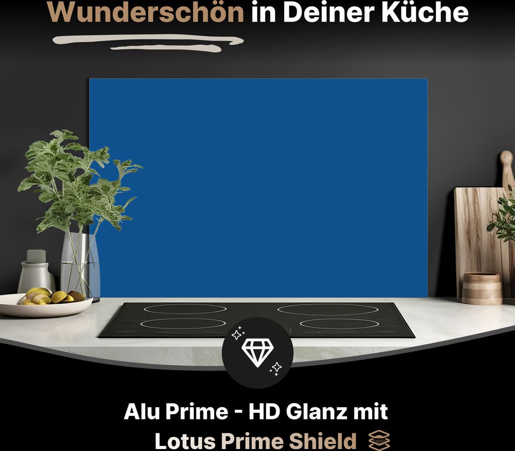 Spritzschutz Küchenrückwand aus Aluminiumverbund Glanz - 3mm - 125x60 cm - Verkehrsblau