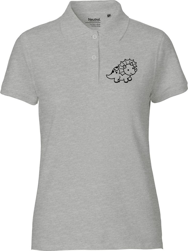 Huuraa Frauen Poloshirt Triceratops Dinosaurier Geschenk Größe M Sport Grey Bio Baumwolle Fairtrade Triceratops Mode