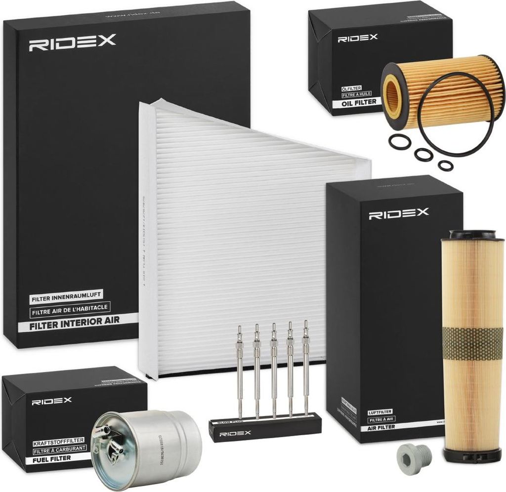 RIDEX Inspektionspaket Filterset passend für MERCEDES-BENZ E-Klasse Limousine (W211) E-Klasse T-modell (S211)