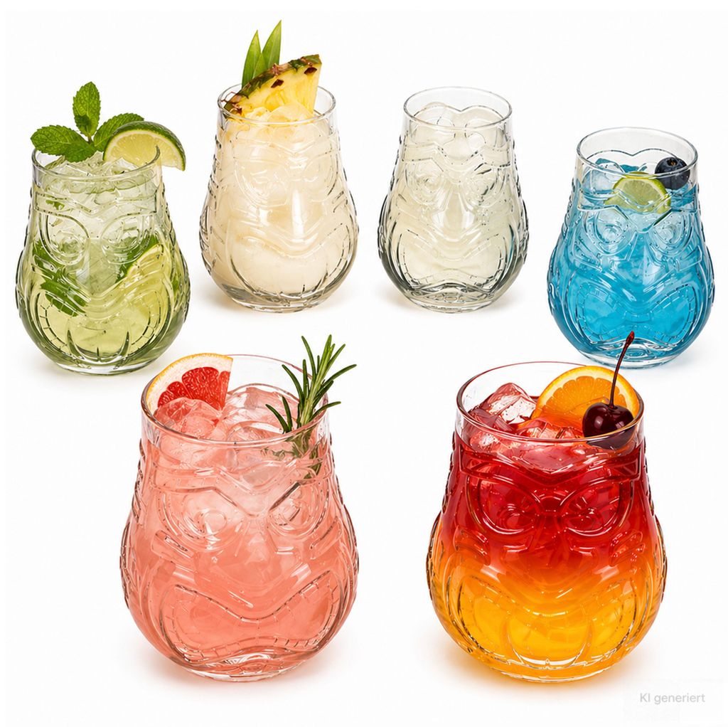 6x Tiki Cocktailgläser 47cl Tiki Design Trinkgläser Produktbild 