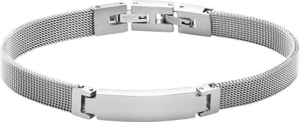 Edelstahl Mesh-Armband mit beidseitig gravierbarer Platte