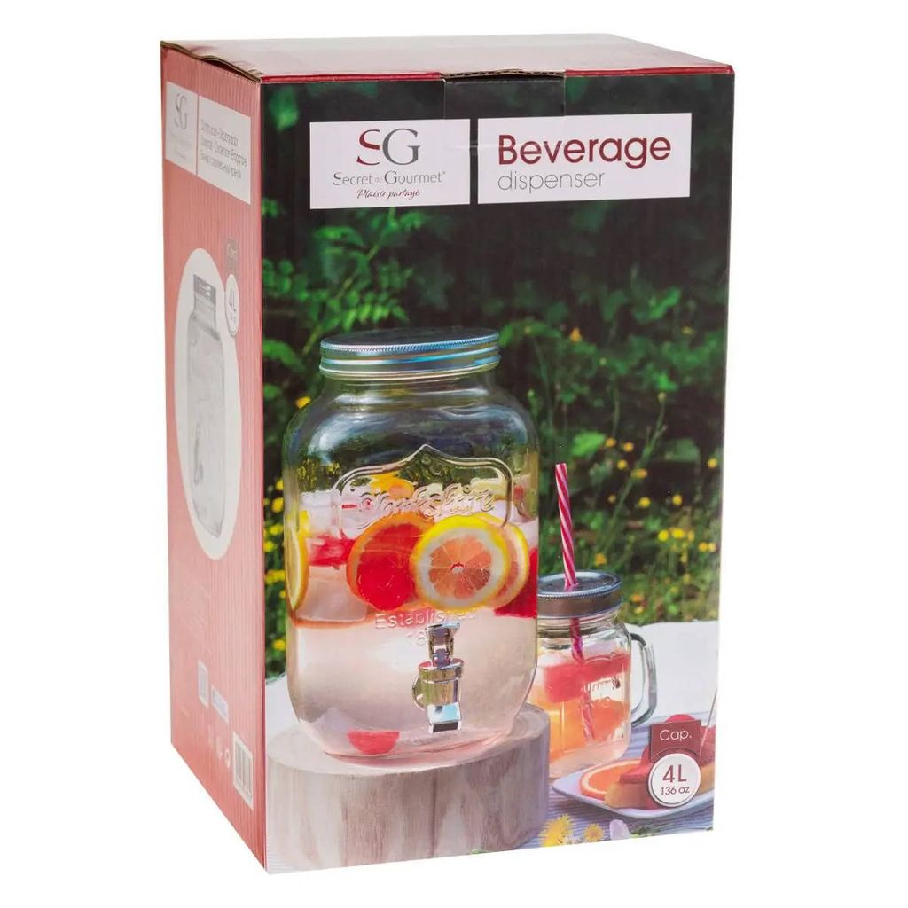 Sliner 2 Dispenser Per Bevande In Vetro Con Supporto – 1,3 Galloni Con Rubinetto In Acciaio Inox, Contenitori Per Succhi E Acqua Per Feste - 4