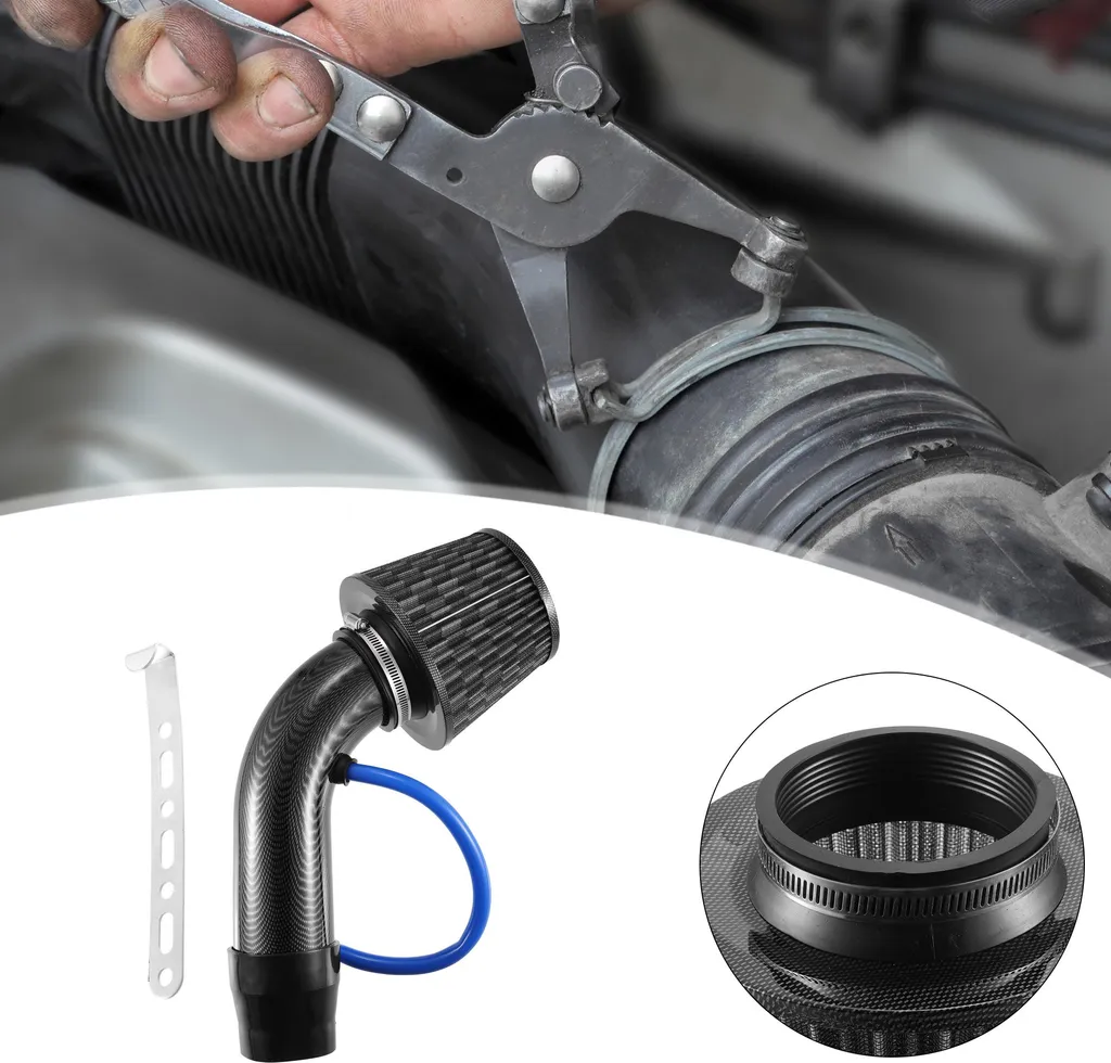 Tuyau d'Admission d'Air Froid Flexible 76mm Noir pour Moteur Turbo