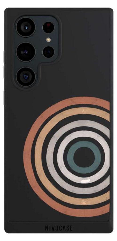 NIVOCASE Handyhülle für Samsung Galaxy S23 Ultra Hülle NIVOpure Case Schwarz Kreise Regenbogen Wasserfarbe