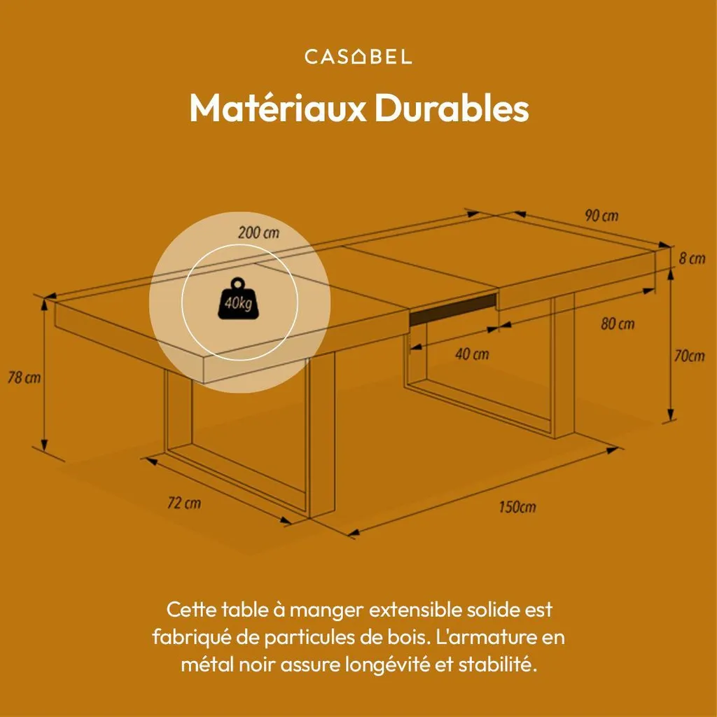 Table à Manger Modulable 8 Places Idéale Réceptions Style Industriel - 3