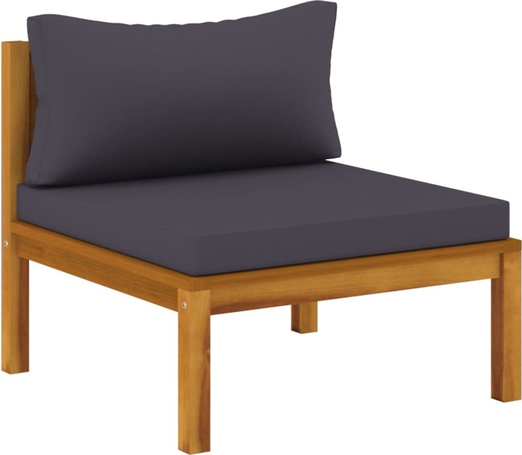 (Robust Möbel) Modulares Mittelsofa mit Dunkelgrauen Kissen Massivholz Akazie - Gartensofas DEMöbel363565