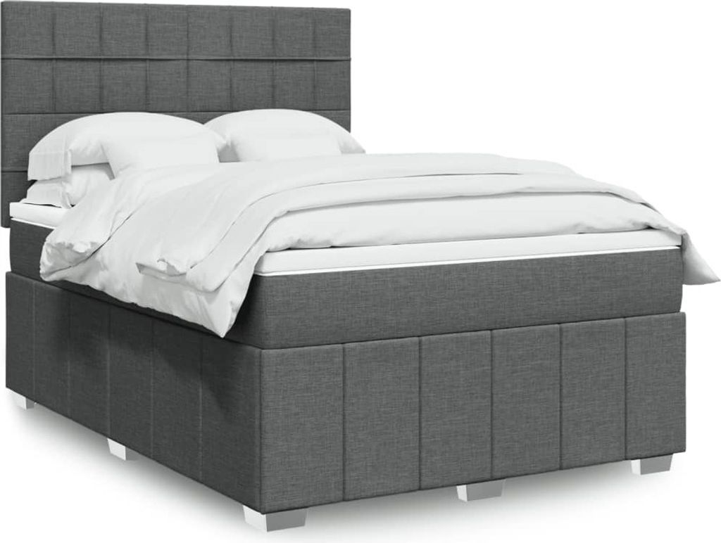Möbel Boxspringbett mit Matratze Dunkelgrau 140x190 cm Stoff - Klassische Betten 3291664