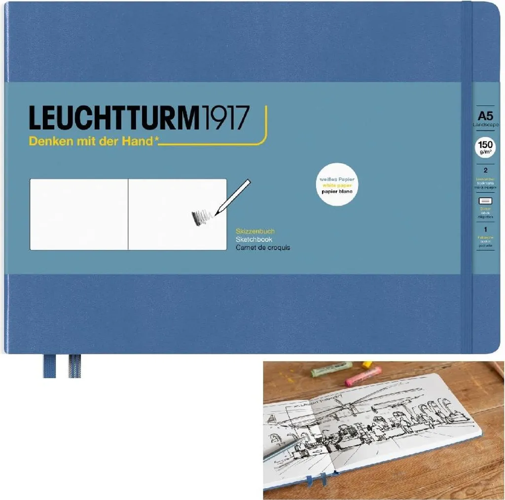 Carnet de croquis pour perspective A5 horizontal LEUCHTTURM1917 Denim