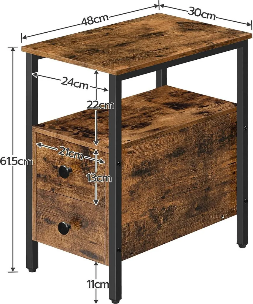 Console étroite de salon HOOBRO gain de place industrielle à 2 tiroirs