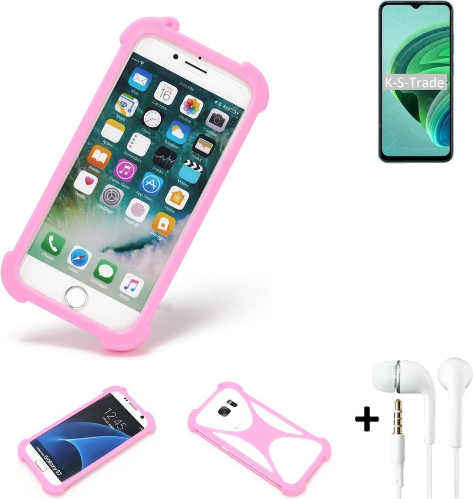 K-S-Trade Bumper + Kopfhörer kompatibel mit Xiaomi Redmi 10 5G Handy Hülle Schutzhülle Silikon Schutz Hülle Cover Case Silikoncase Silikonbumper