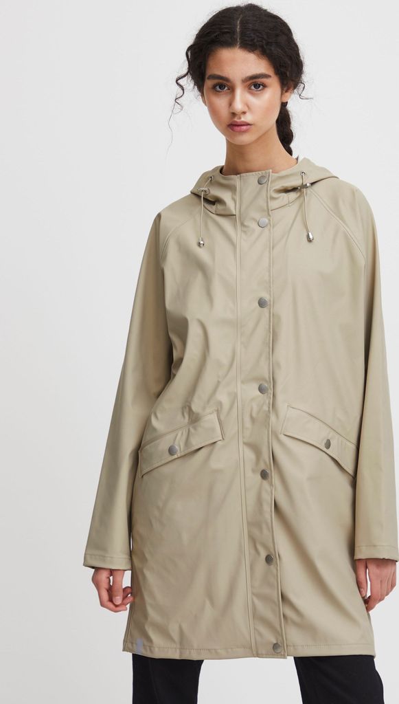 ICHI IHTAZI Damen Windbreaker Übergangsjacke Regenjacke Regenmantel mit Druckknöpfen Kapuze mit Kordelzug Eingrifftaschen Regular fit