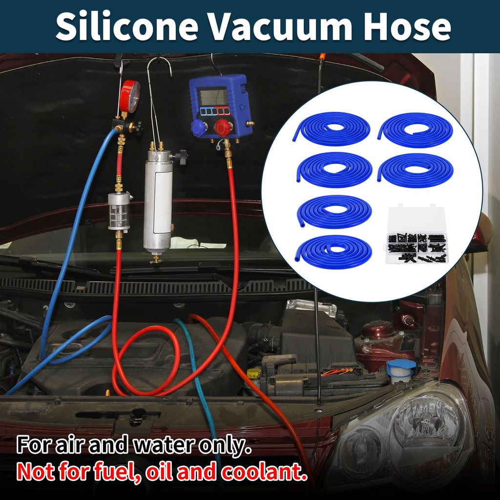 Silikon-Vakuumschlauch 130PSI Maximaldruck Automobil-Vakuumschlauch Blau mit Vakuumanschluss 1 Satz 10Ft 3/4/5/6/8/10mm ID 3mm Dicke